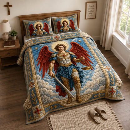 Saint Michael Guardian Of Justice 3-Piece Quilted Bedding Set GFTOHNL1843
