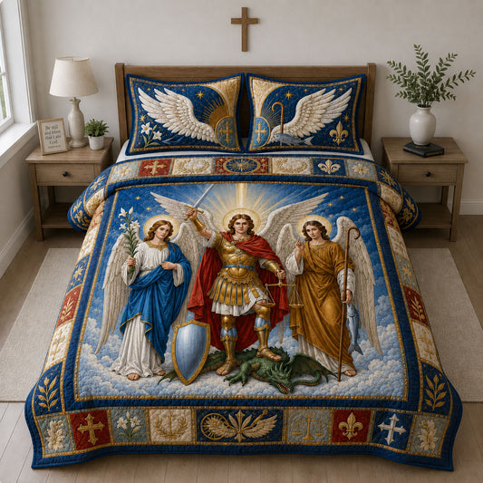 Saint Michael And The Holy Archangels 3-Piece Quilted Bedding Set GFTOHNL1844