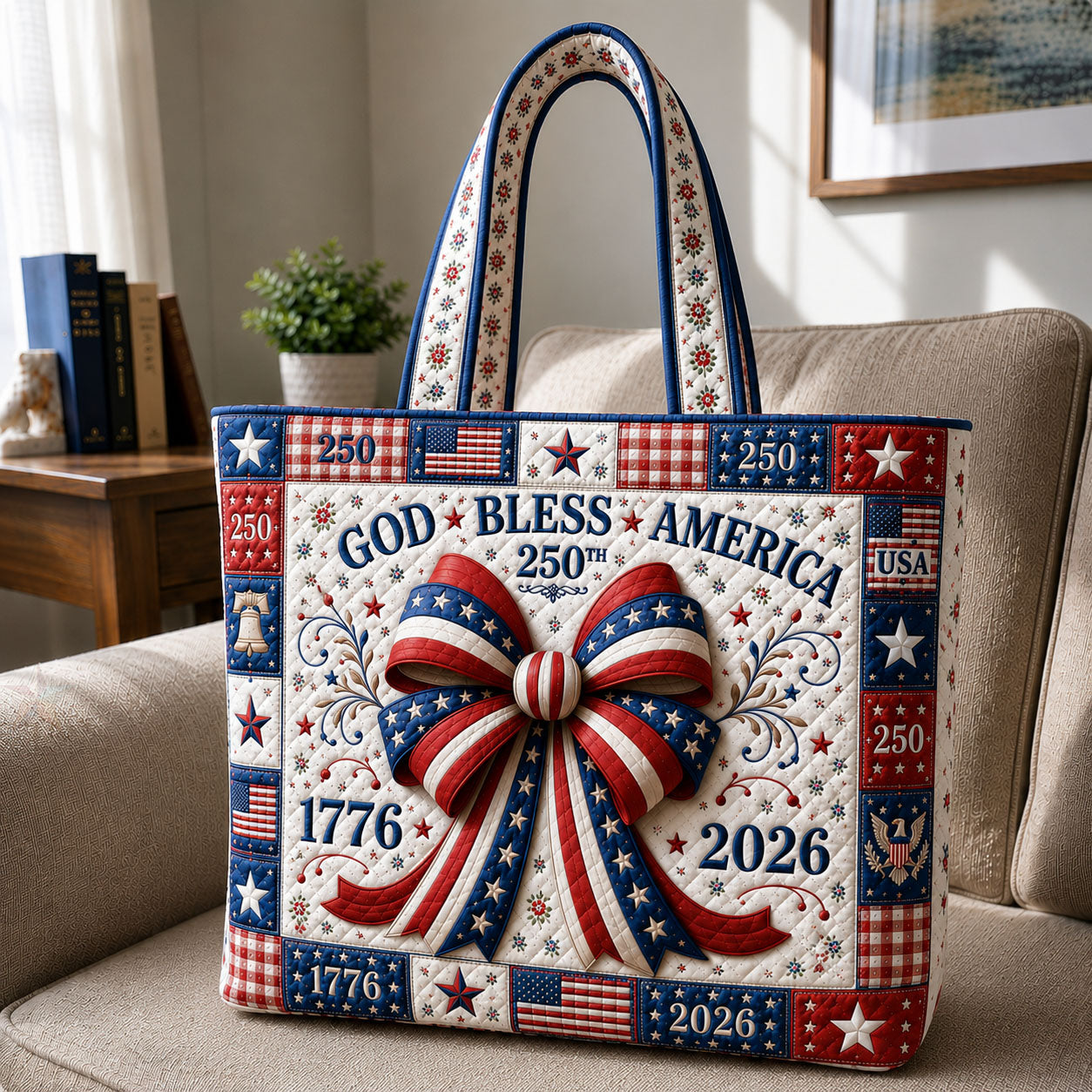 God Bless America 250th Quilted Tote Bag GFTOHNL186