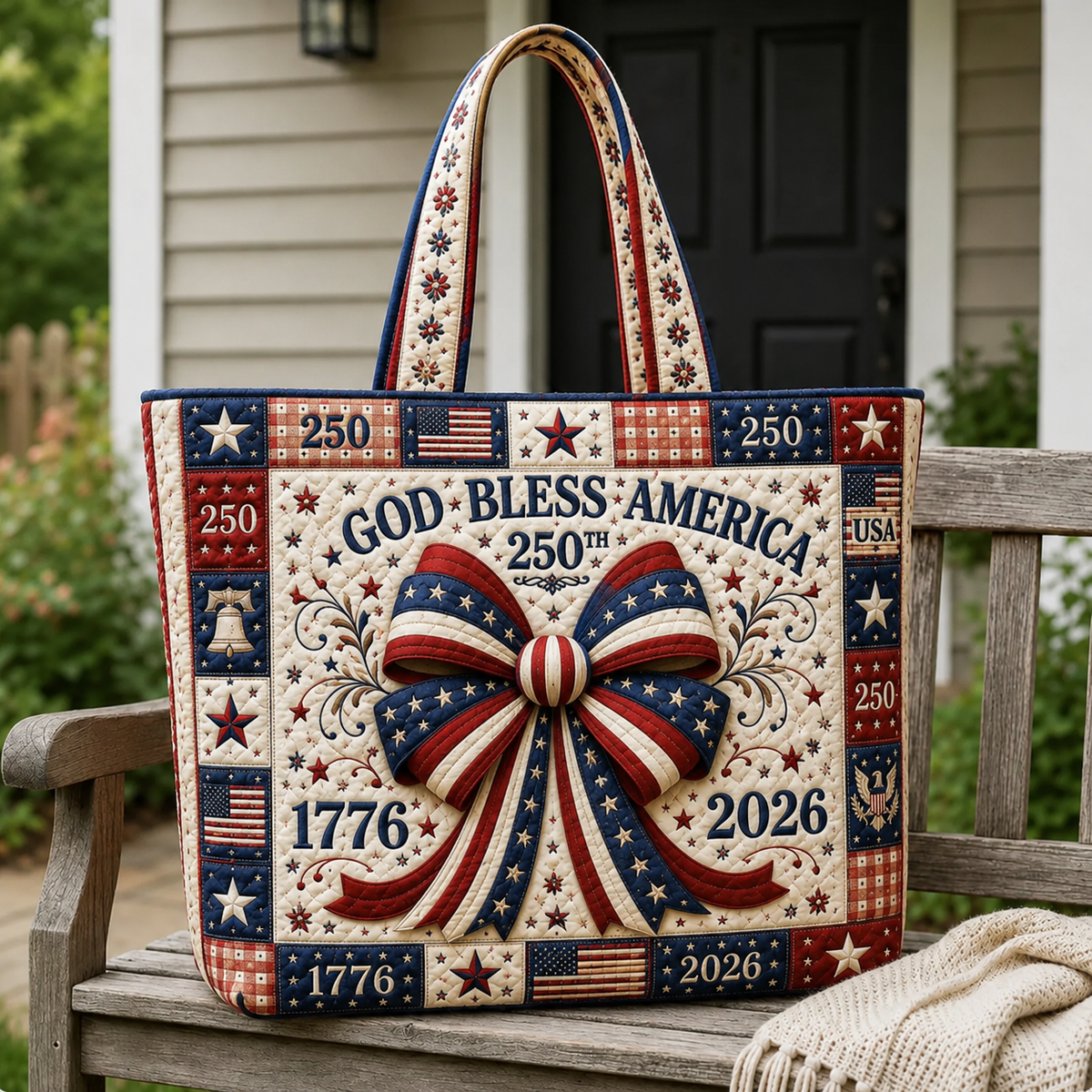 God Bless America 250th Quilted Tote Bag GFTOHNL186