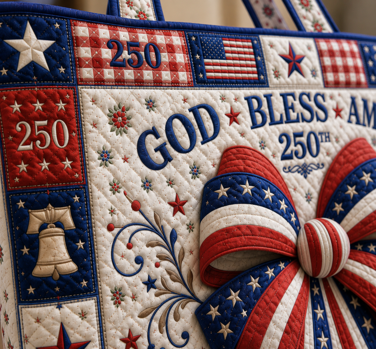 God Bless America 250th Quilted Tote Bag GFTOHNL186