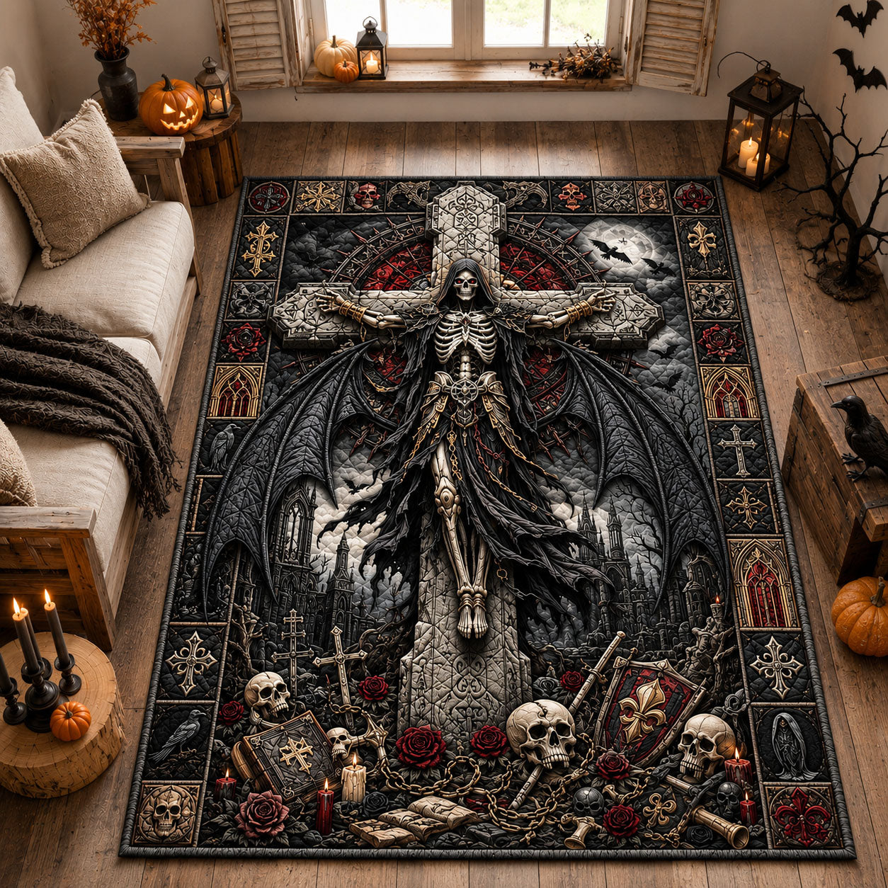 Skeletal Dark Guardian Area Rug GFTOHNL1878