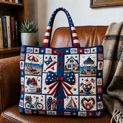 American Honey Patriotic Coquette Quilted Tote Bag GFTOHNL188