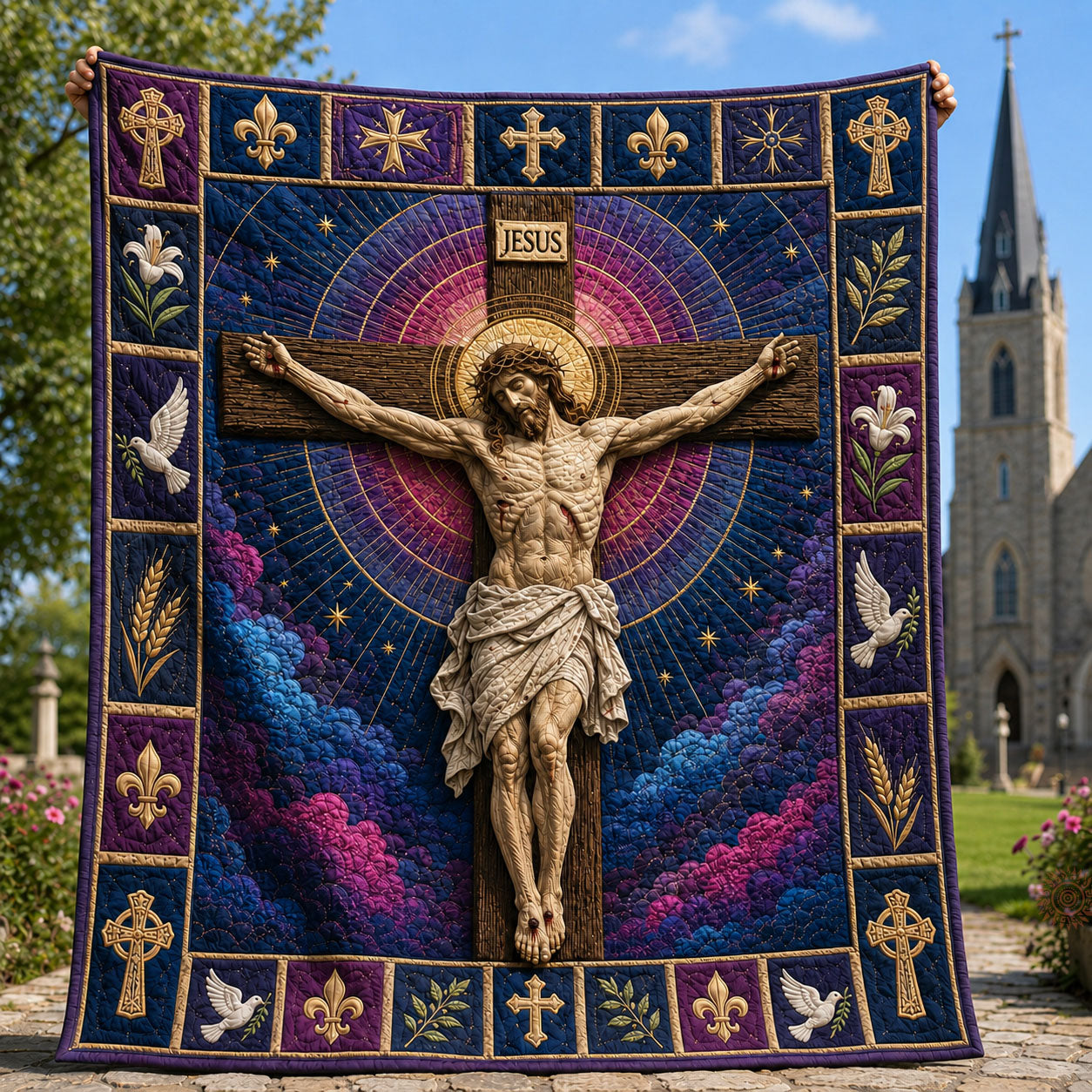 Grace Upon Calvary Quilted Blanket GFTOHNL1881