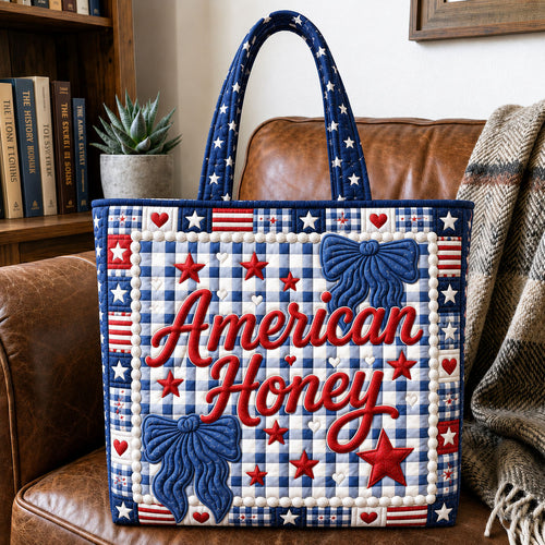 Loves Jesus And America Too Gingham Coquette Quilted Tote Bag GFTOHNL190