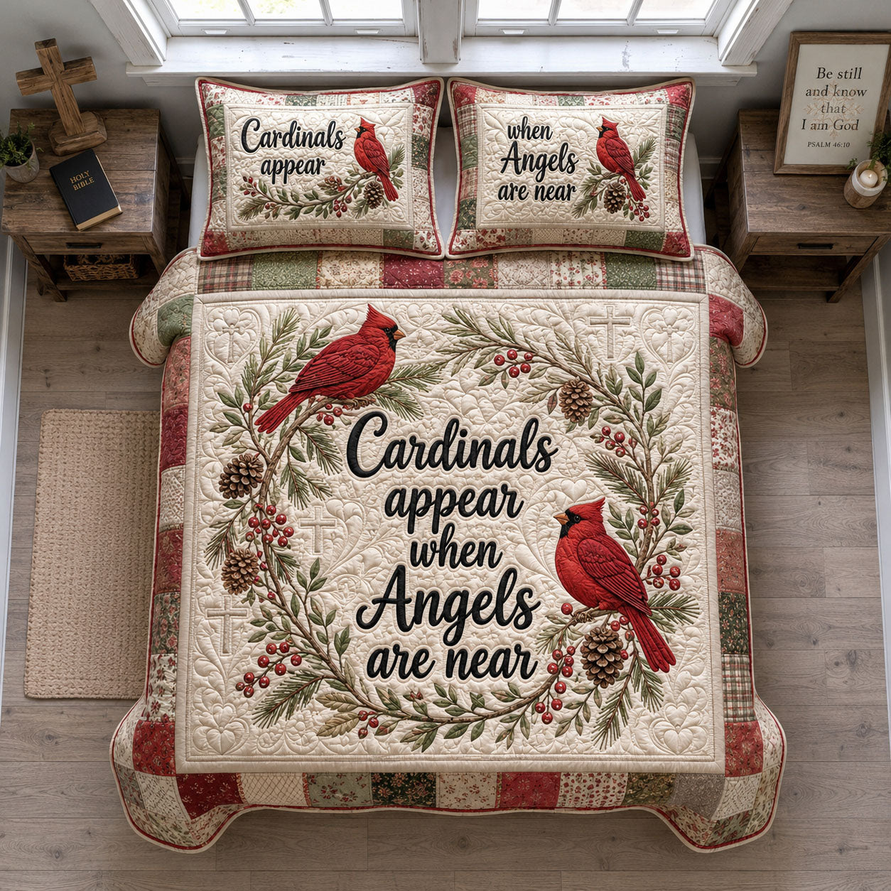 Cardinals Of Heaven Faith 3-Piece Quilted Bedding Set GFTOHNL1909