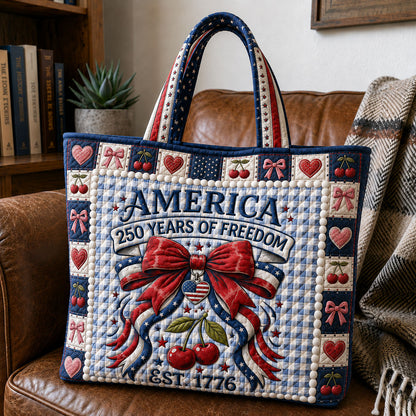 Floral Freedom Coquette Americana Quilted Tote Bag GFTOHNL191