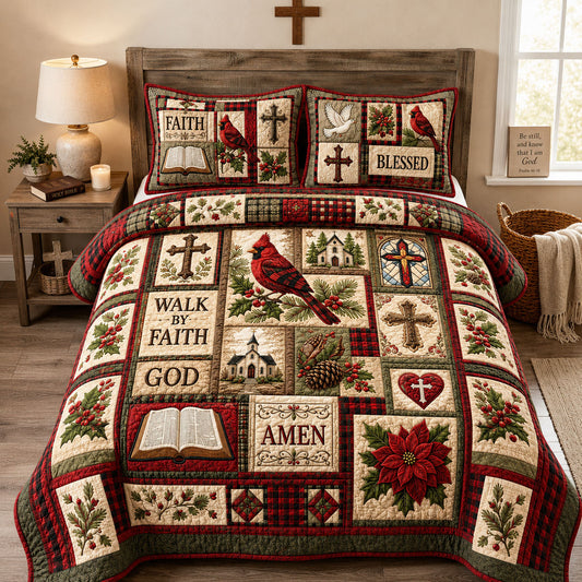 Walk By Faith Cardinals Heritage 3-Piece Quilted Bedding Set GFTOHNL1911