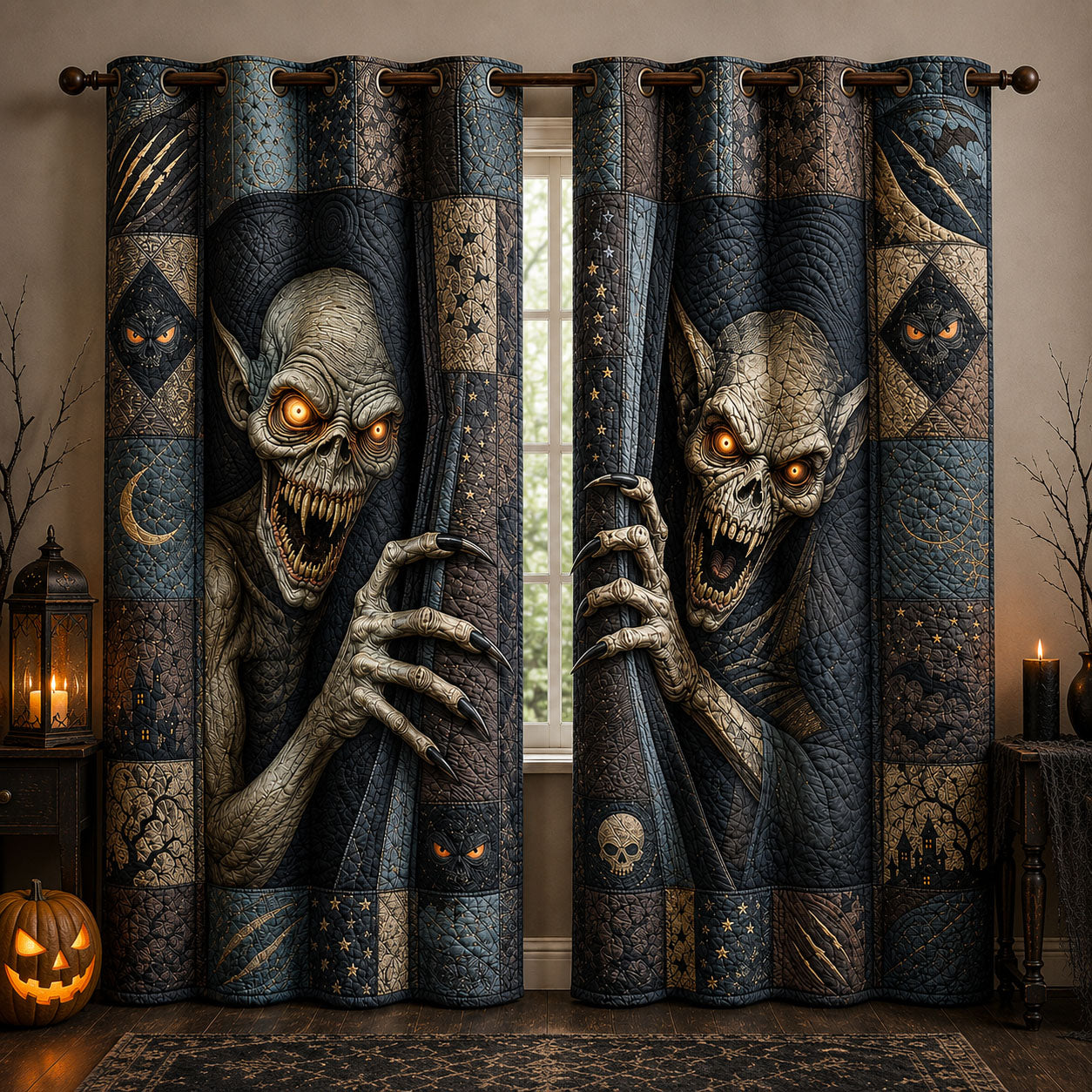 Night Stalker Creature Quilted Curtains GFTOHNL1920