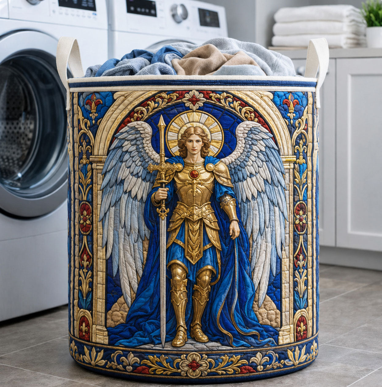 Guardian Of Faith Quilted Laundry Basket GFTOHNL1944
