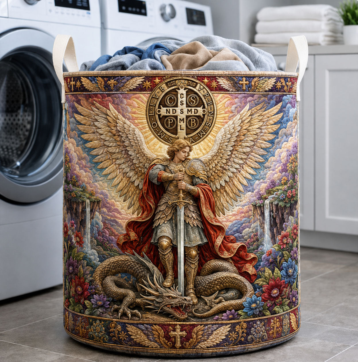 Victory Over Darkness Quilted Laundry Basket GFTOHNL1946
