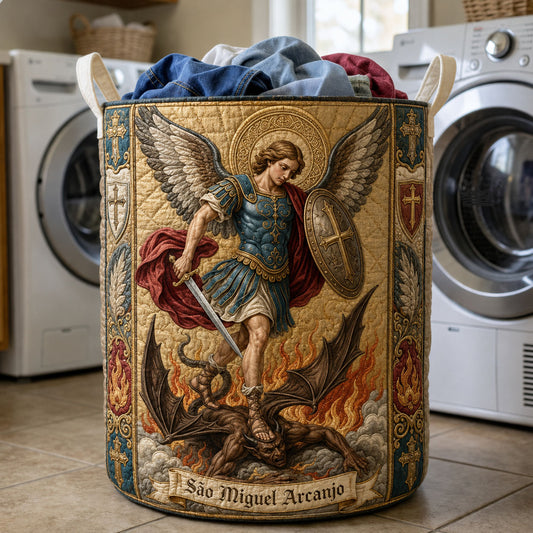 Shield Of The Archangel Quilted Laundry Basket GFTOHNL1947