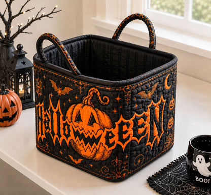 Haunted Pumpkin Night Quilted Storage Basket GFTOHNL1953