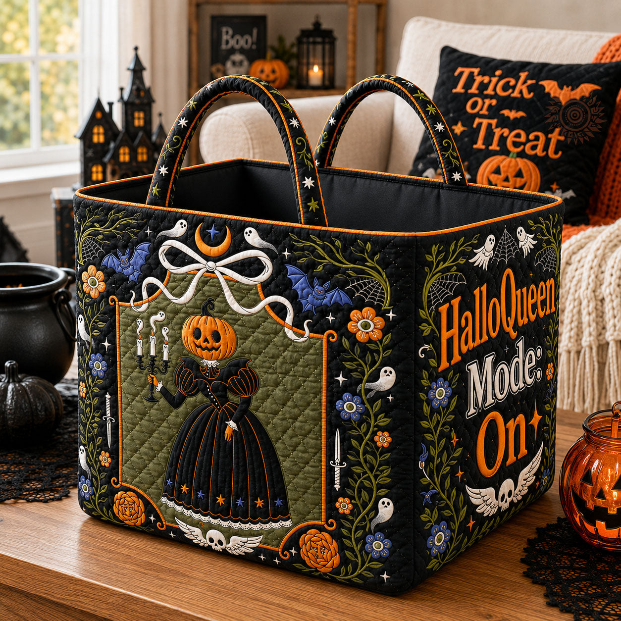 Halloween Queen Mode Quilted Storage Basket GFTOHNL1956