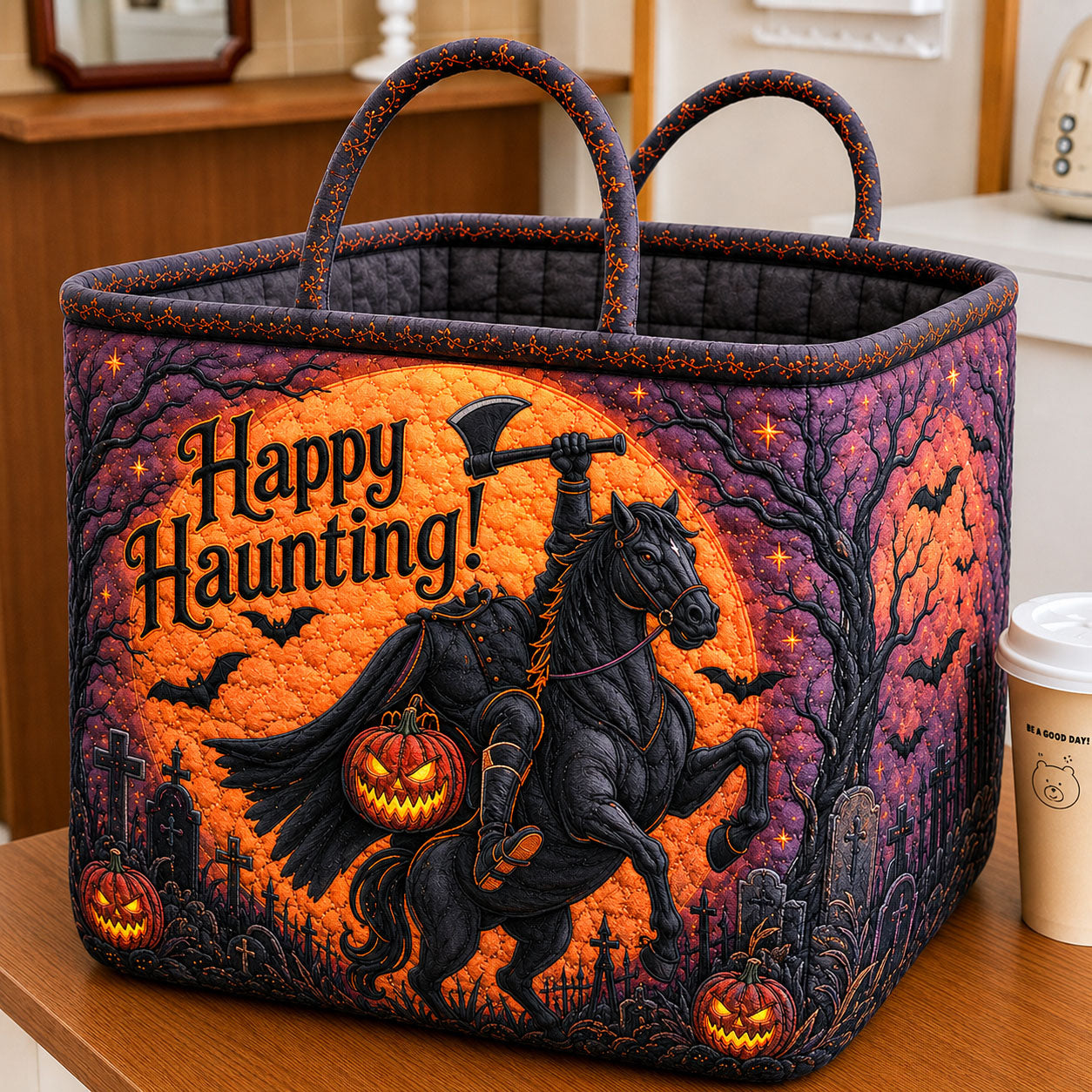 Midnight Headless Ride Quilted Storage Basket GFTOHNL1960