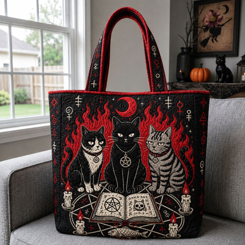 Coven Of Midnight Cats Quilted Tote Bag GFTOHNL1978