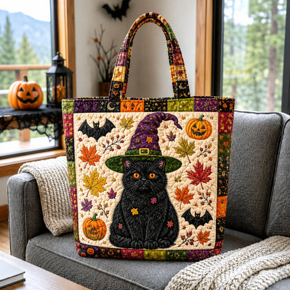 Autumn Witch Cat Quilted Tote Bag GFTOHNL1980