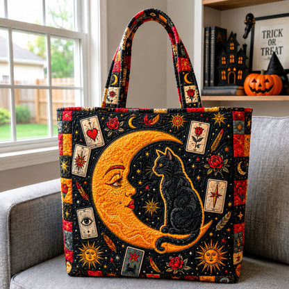 Moonlit Mystic Cat Quilted Tote Bag GFTOHNL1981