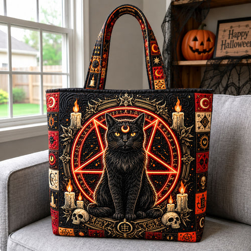 Midnight Ritual Cat Quilted Tote Bag GFTOHNL1983