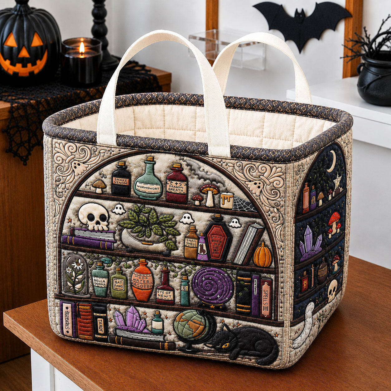Witch Potion Library Quilted Storage Basket GFTOHNL1986