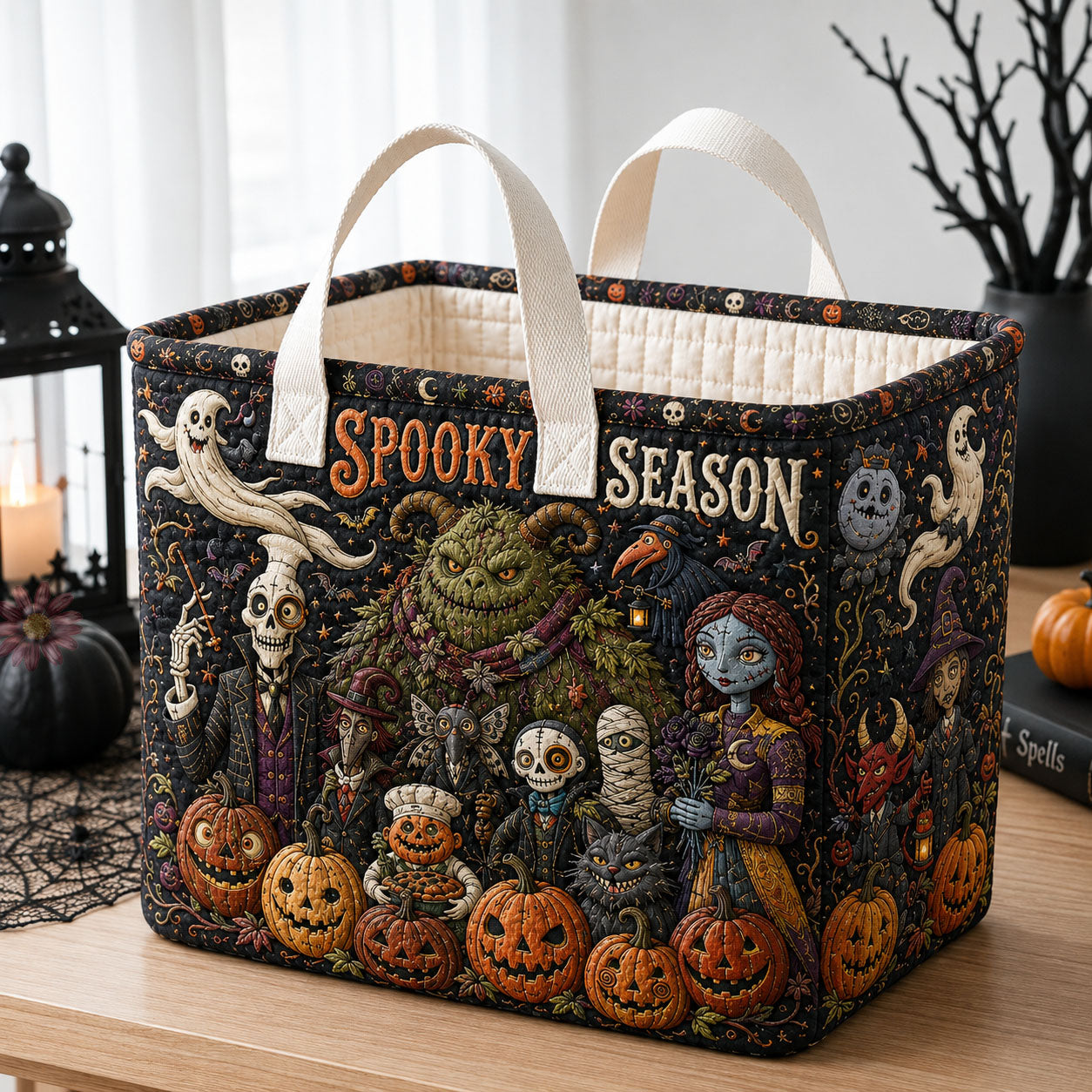 Halloween Monster Gathering Quilted Storage Basket GFTOHNL1991