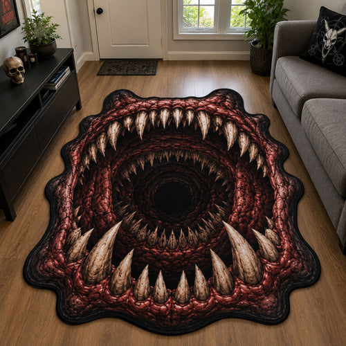 Flesh Devourer Monster Mouth Custom Shape Area Rug GFTOHNL2032