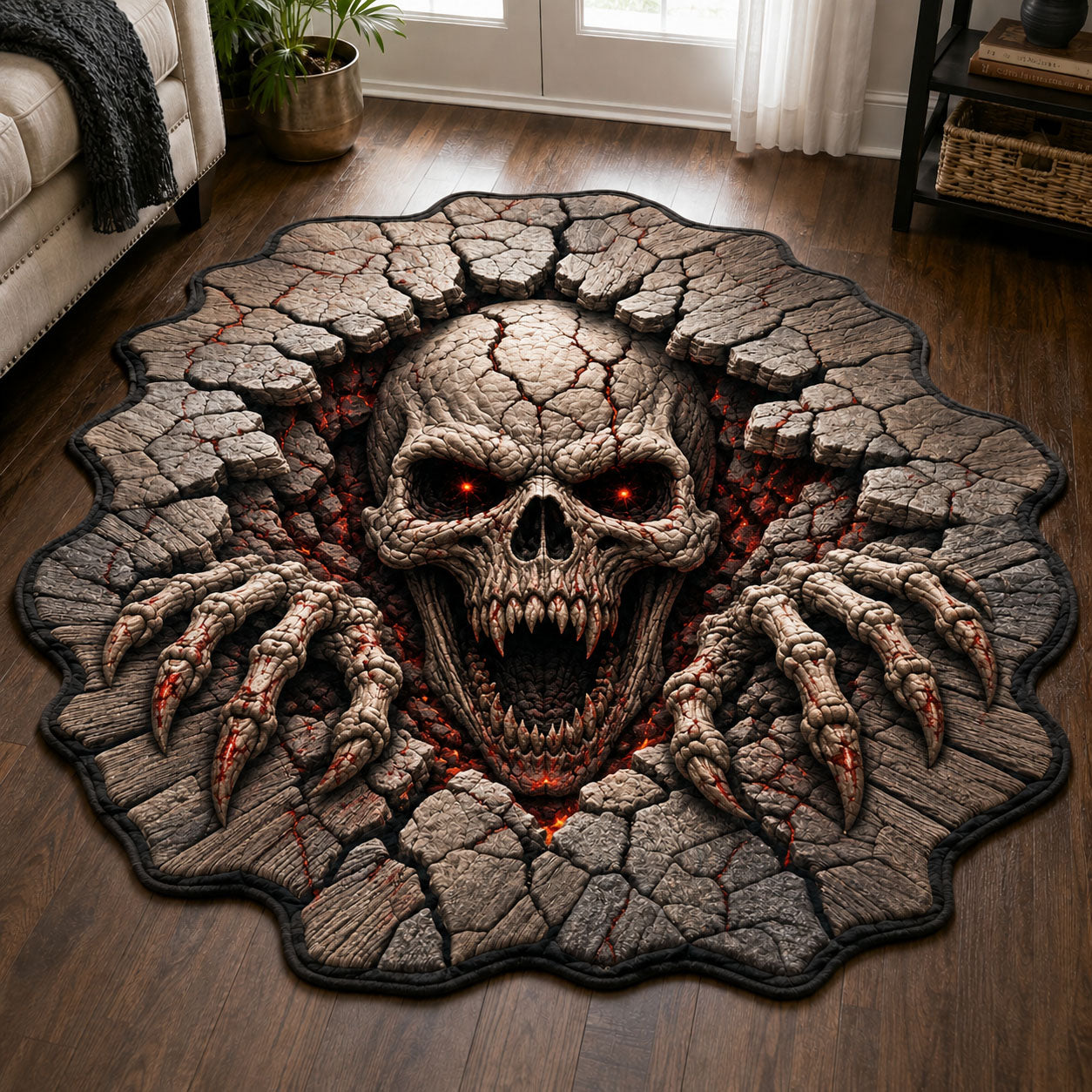 Demon Skull Rising From Hell Custom Shape Area Rug GFTOHNL2033