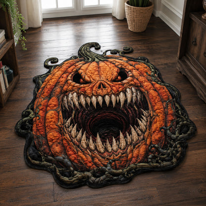 Ravenous Monster Pumpkin Custom Shape Area Rug GFTOHNL2034