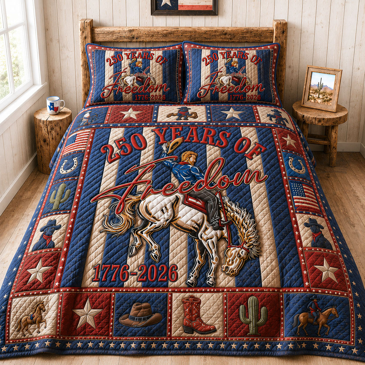 America 250 Cowboy Heritage 3-Piece Quilted Bedding Set GFTOHNL204