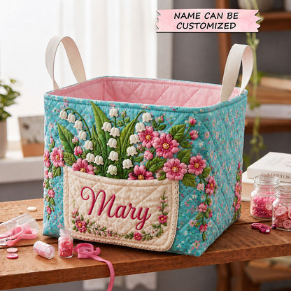 Personalized Flower May Quilted Storage Basket QTCUZ GFTOHNL2043