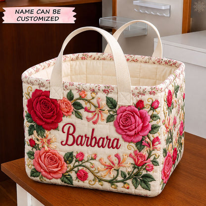 Personalized Flower June Quilted Storage Basket QTCUZ GFTOHNL2044