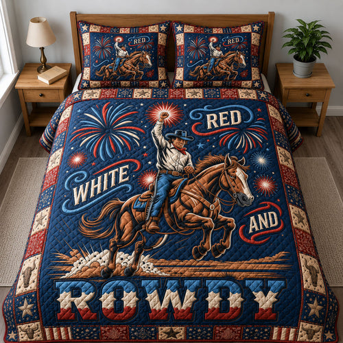 Red White & Freedom Rider 3-Piece Quilted Bedding Set GFTOHNL205