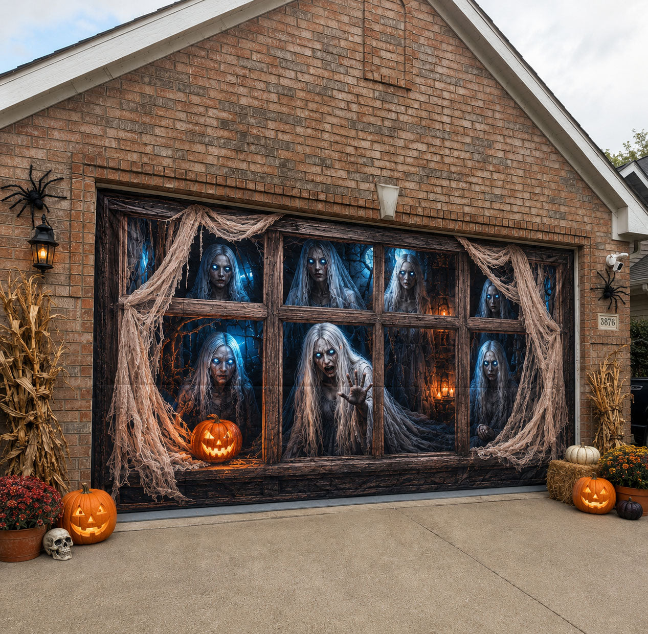 Haunted Window Spirits Garage Door Banner GFTOHNL2080