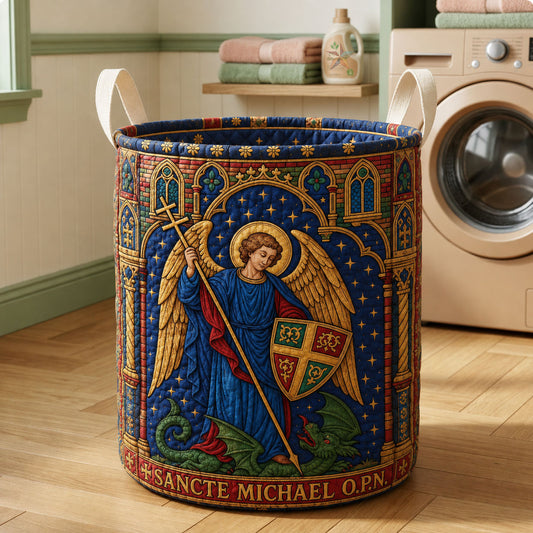 Saint Michael Defender Quilted Laundry Basket GFTOHNL2086