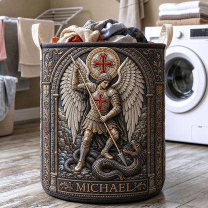 Saint Michael Dragon Slayer Quilted Laundry Basket GFTOHNL2087