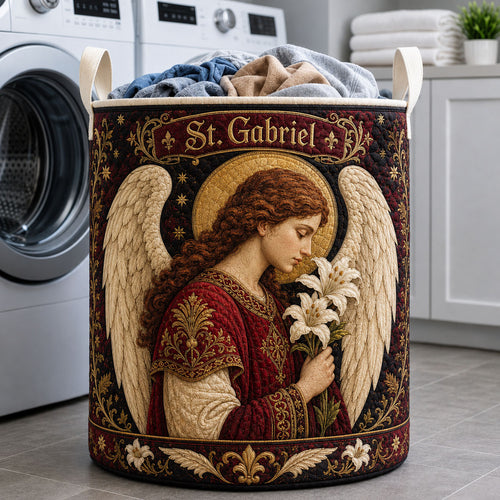 Saint Gabriel Lily Grace Quilted Laundry Basket GFTOHNL2088