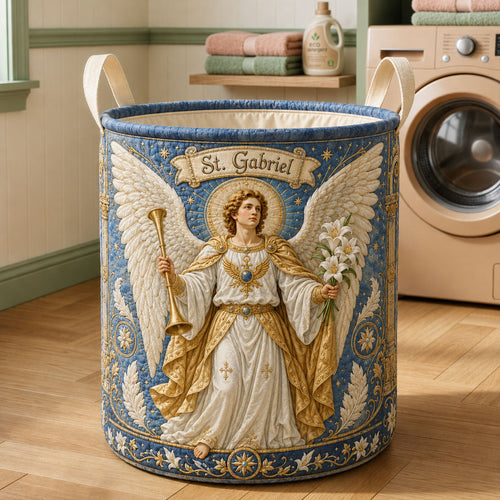 Saint Gabriel Heavenly Messenger Quilted Laundry Basket GFTOHNL2089