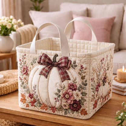 Heirloom Harvest Pumpkin Quilted Storage Basket GFTOHNL2114