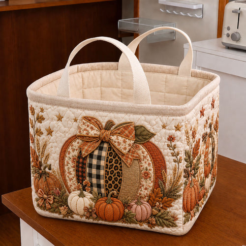 Patchwork Pumpkin Blessing Quilted Storage Basket GFTOHNL2118