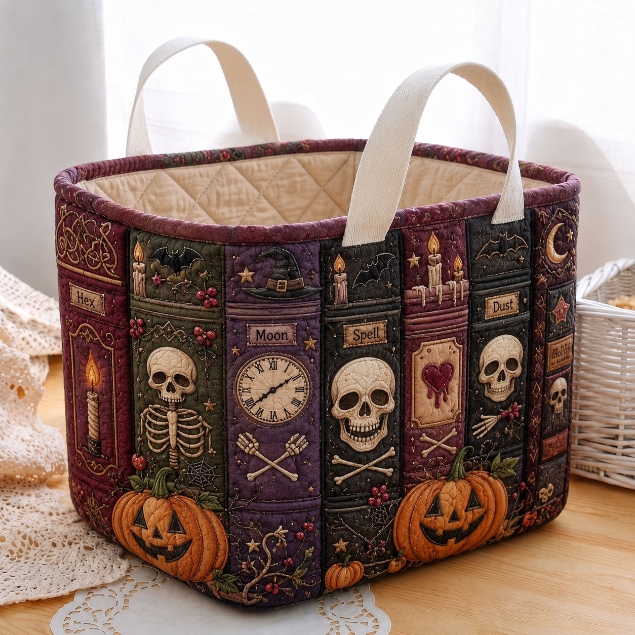 Midnight Spell Library Quilted Storage Basket GFTOHNL2119