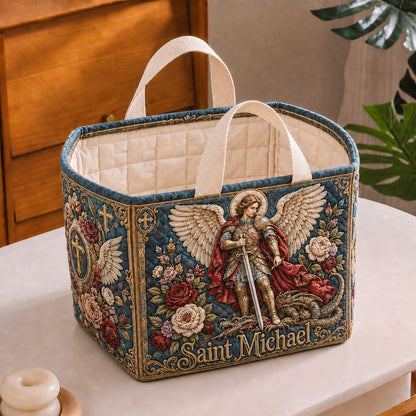Saint Michael Defender Quilted Storage Basket GFTOHNL2122
