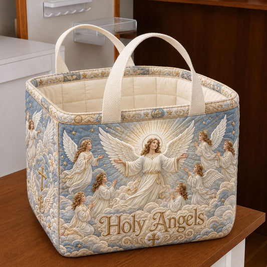 Holy Angels Of Light Quilted Storage Basket GFTOHNL2125