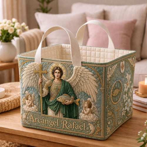 Archangel Raphael Healing Quilted Storage Basket GFTOHNL2126