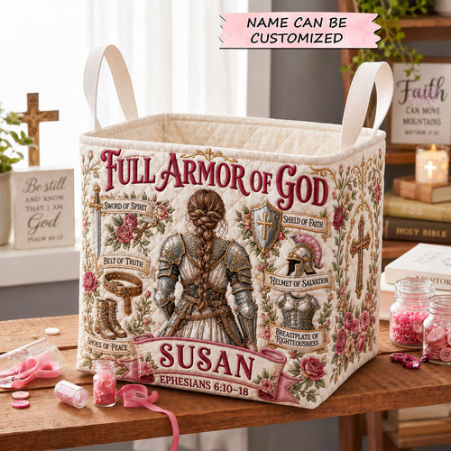 Full Armor Of God Personalized Name Quilted Storage Basket QTCUZ GFTOHNL2128