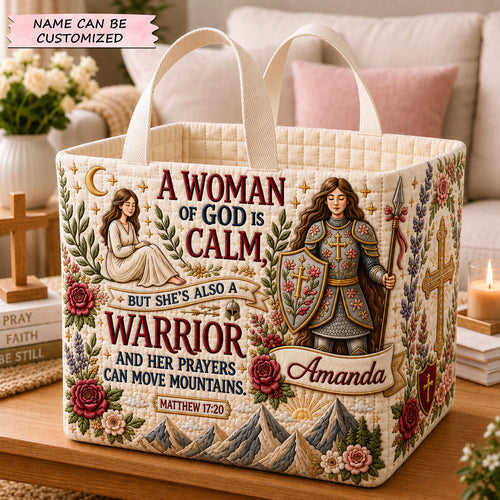 Woman Of God Warrior Personalized Name Quilted Storage Basket QTCUZ GFTOHNL2129