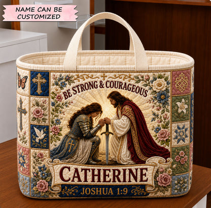 Be Strong And Courageous Personalized Name Quilted Storage Basket QTCUZ GFTOHNL2131