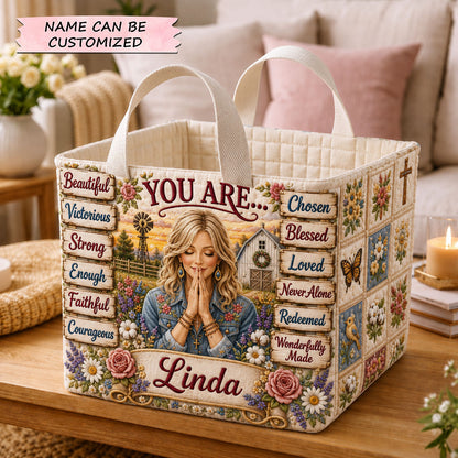 You Are Loved Personalized Name Quilted Storage Basket QTCUZ GFTOHNL2132