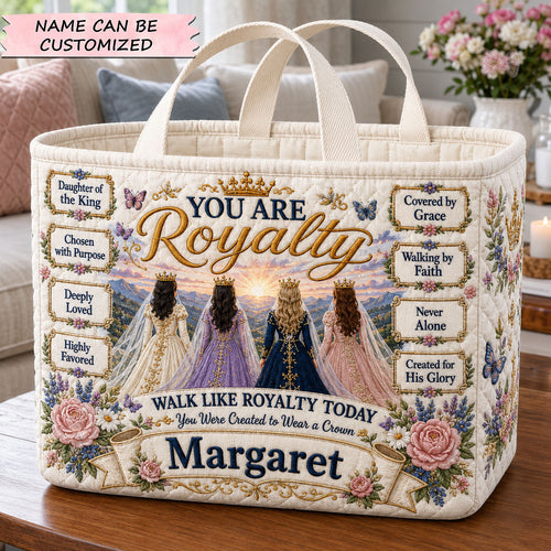 Royal Daughter Of The King Personalized Name Quilted Storage Basket QTCUZ GFTOHNL2134