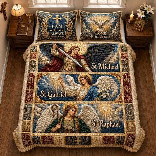 Saint Michael Gabriel And Raphael 3-Piece Quilted Bedding Set GFTOHNL2137