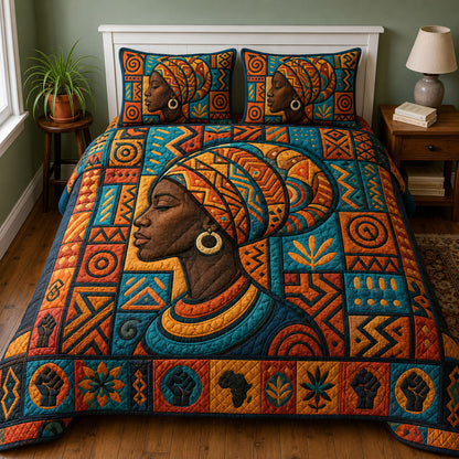Timeless African Beauty Heritage 3-Piece Quilted Bedding Set GFTOHNL214
